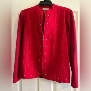 Red zip front sweater jacket